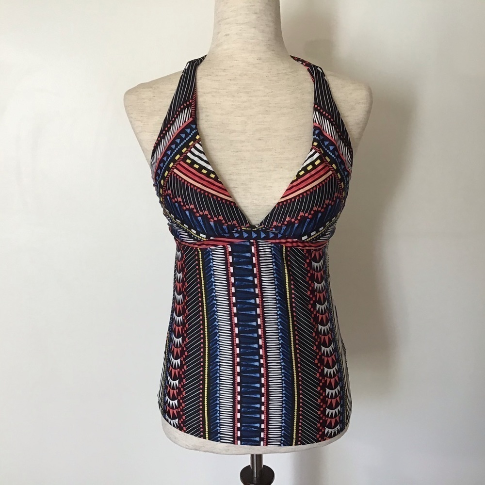 BAR lll Halter Top Tankini Swimsuit Tribal Boho Multicolor Size S
